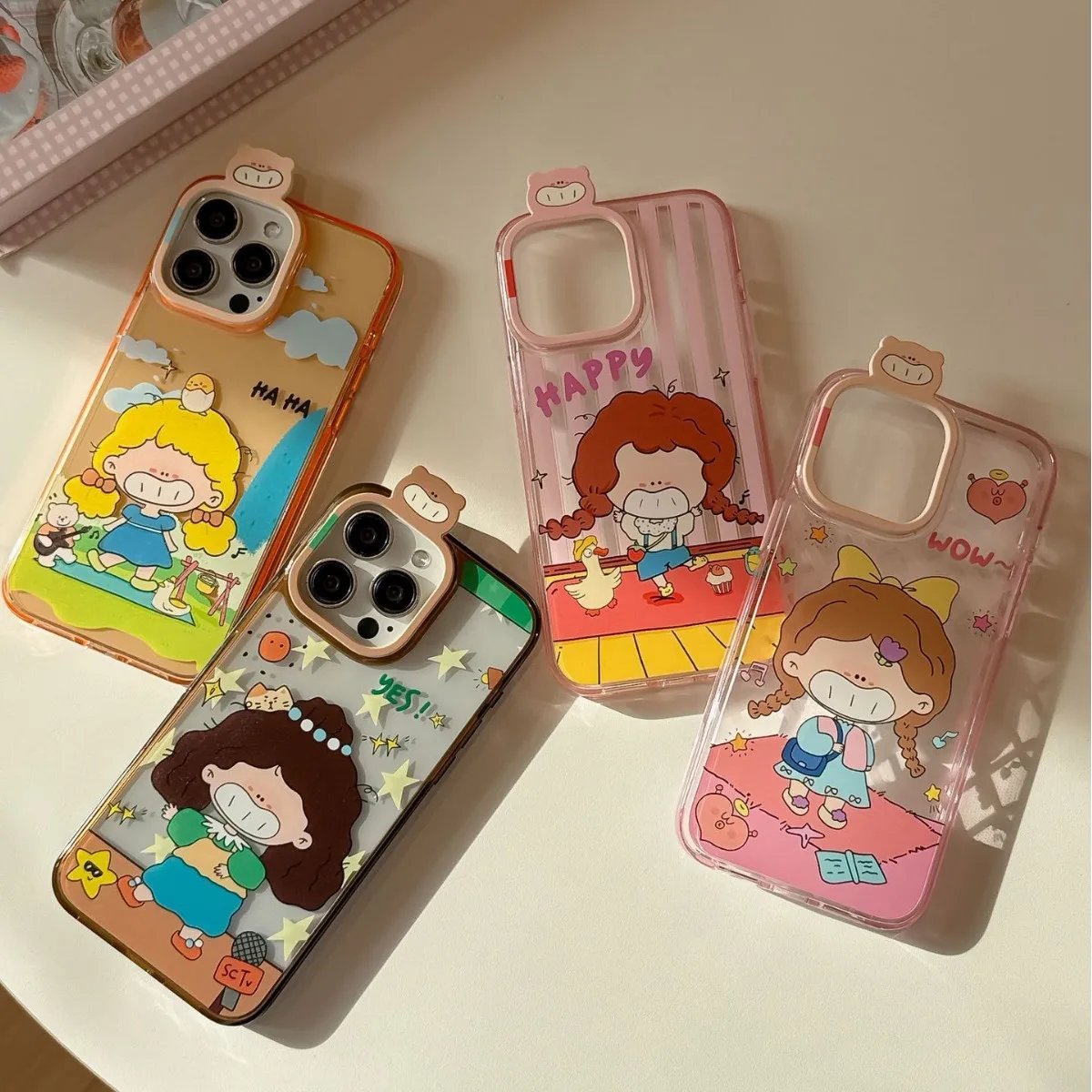 

Graffiti girl pattern, suitable for iPhone 16 Pro soft edge mobile phone case 16 Pro Max transparent anti-drop protective case