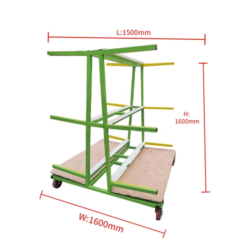 Factory Glass Sheet Storage Steel Rack Clamp Glass Mental Storage Trolley Industrial Rack