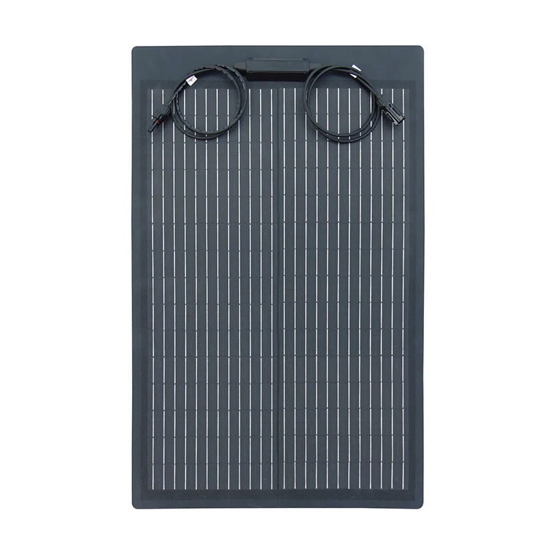 Frameless Full Black Photovoltaic Solar Panel for Balcony RV  50W Monocrystalline Silicon Flexible Boat