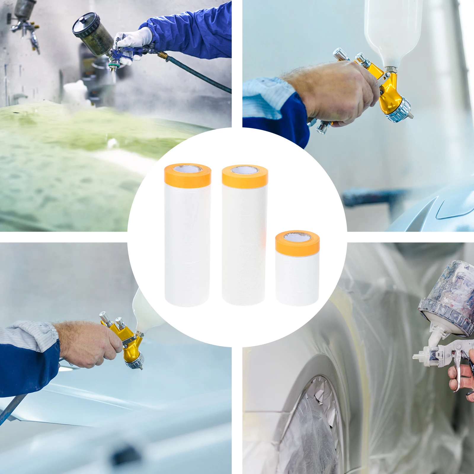 

3pcs Masking Film 55cm*20m+110cm*20m+150cm*20m Protective for Car Paint Furniture Renovation Dust Cover Wall Tools