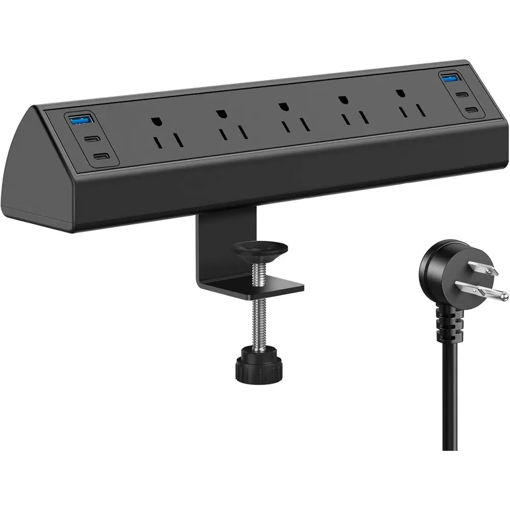 

Удлинитель USB-C мощностью 40 Вт с 4 портами PD, защита от перенапряжения для установки на край стола, 5 розеток, настольное крепление 1.96, сертификат ETL