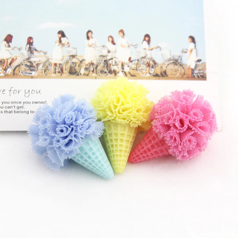 20PCS/Lot3.5*2.5cm colorful  Ice Cream Padded Applique Crafts for Children Headwear Hair clip Accessorie and Garment Accessoir