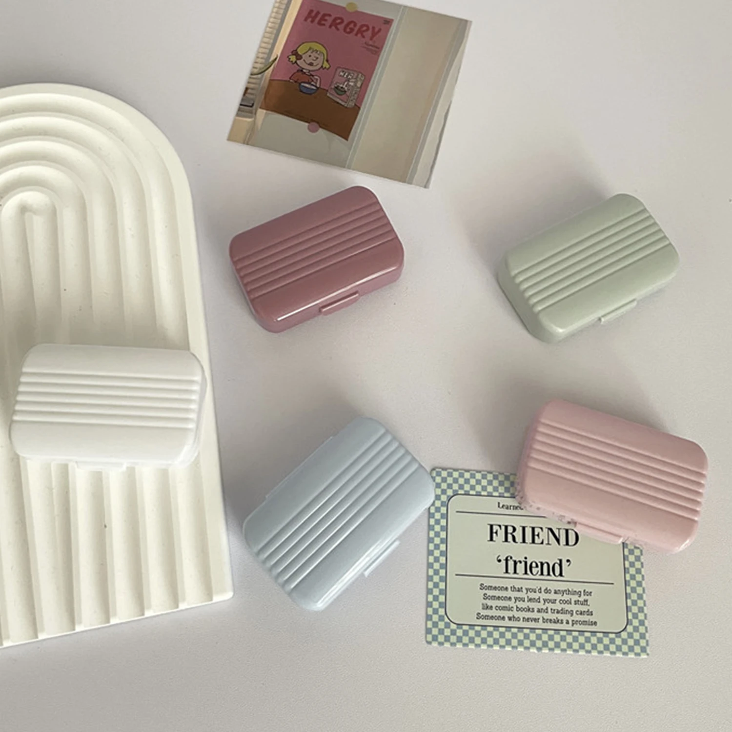 1 PC Retro Simple Candy Color Compact Contact Lens Case Partner Box Pupil Care Box Flip Cover