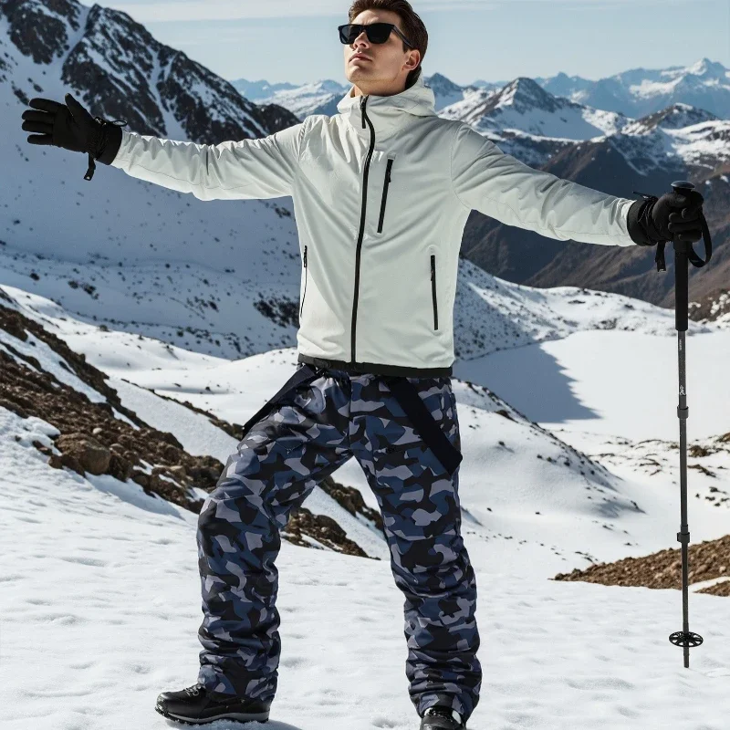 

2025 New Baggy Warm Snow Pants Men Outdoor Sports Windproof Waterproof Breathable Adult Skiing Pant Loose Snowboarding Winter