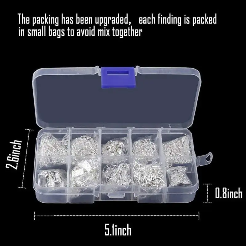 DIY Schmuck Zubehör Kit Set Offene Biegeringe/Hummerverschluss/Ohrringhaken-B2