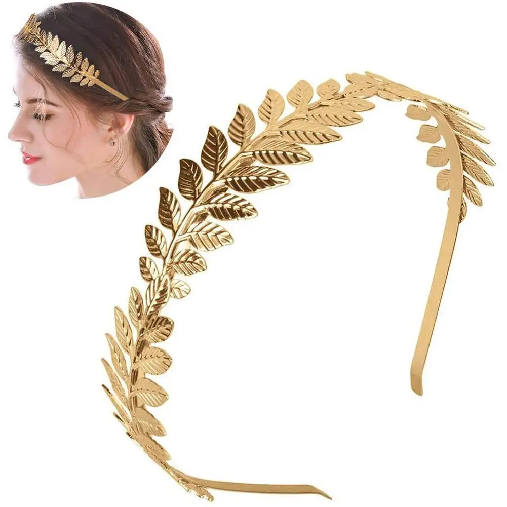 Retro Gold Leaf Hairband Wedding Roman Bride Head Jewel Crown Luxury Hair HairHoop Headpiece Tiara Accessories Goddess I9A2