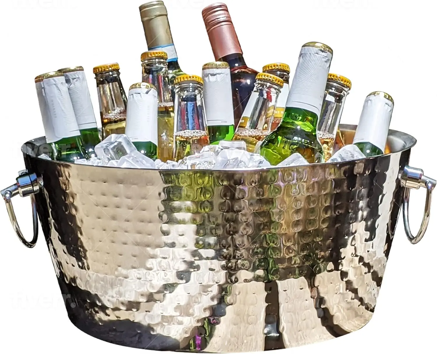 

Double-Walled Insulated Stainless-Steel Drink Tub with Hinged Handles, 12-Quart Ice Bucket for Party Beverage Chilling
