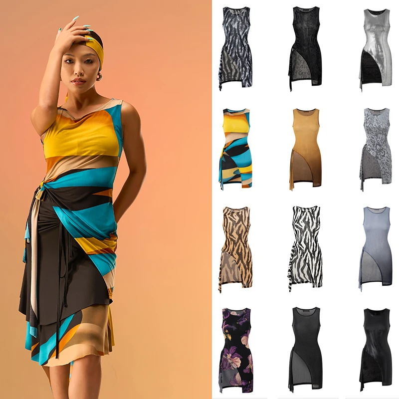 

12 Colors Latin Dance Top Women Sleeveless Samba Rumba Ballroom Dance Tops Adults Latin Modern Dance Performance Wear SL11628