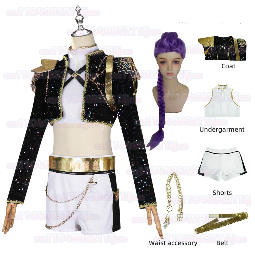 

Kpop Rumi Cosplay Costume Female Demon Hunters Singer HUNTRIX Costume Rumi Wigs for Party Halloween Show Clothes School Uniforms