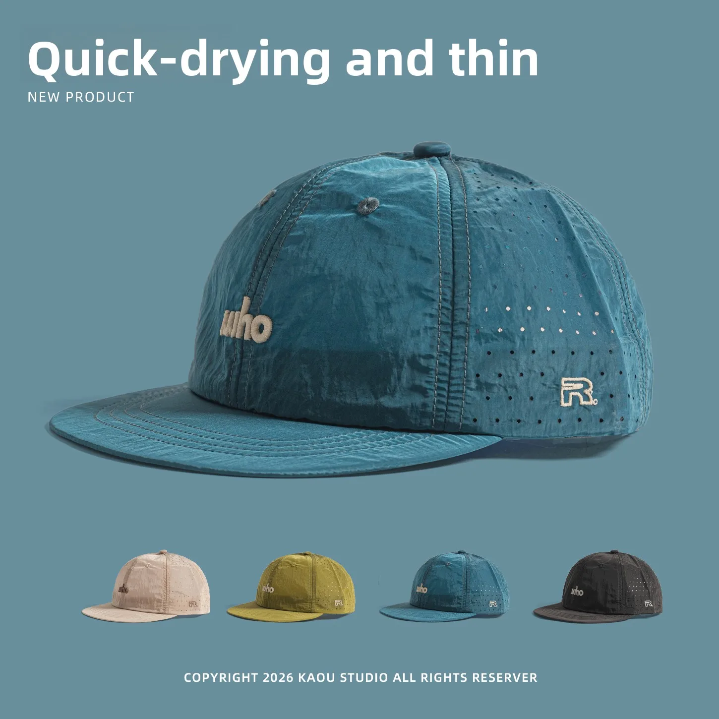 Outdoor Lightweight Summer Quick Dry Thin Baseball Cap Men Women Breathable Sweat-Absorbent Mesh Sun Visor Flat Brim Cap