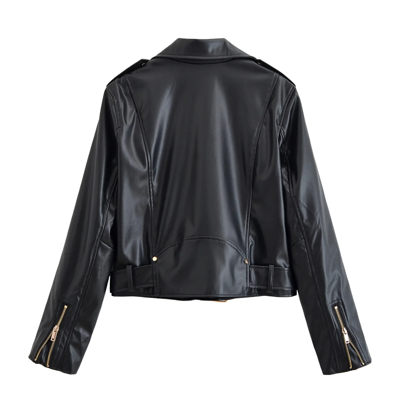 Women Short Leather Jacket Spring Autumn Fashion Zipper Decoration Female Long Sleeve Coats Women High Street Jacket Streetwear