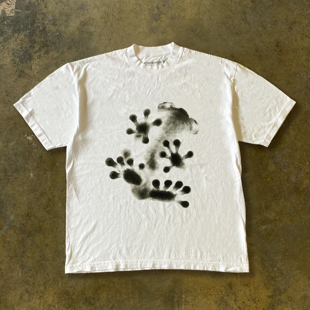 Cartoon Subculture Retro Oldschool Short Sleeve Tshirt Couple Matching Loose Fit round Neck Youthful Trend Summer Wear