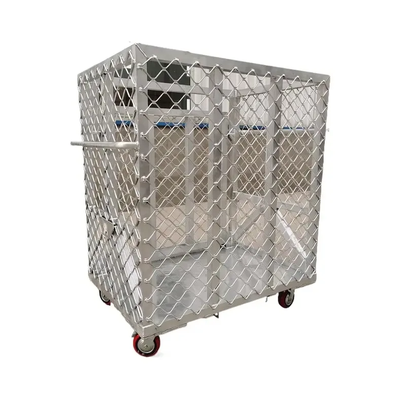 lockable metal welding container steel storage cage galvanized platform storage transportation rigid mobile rolling