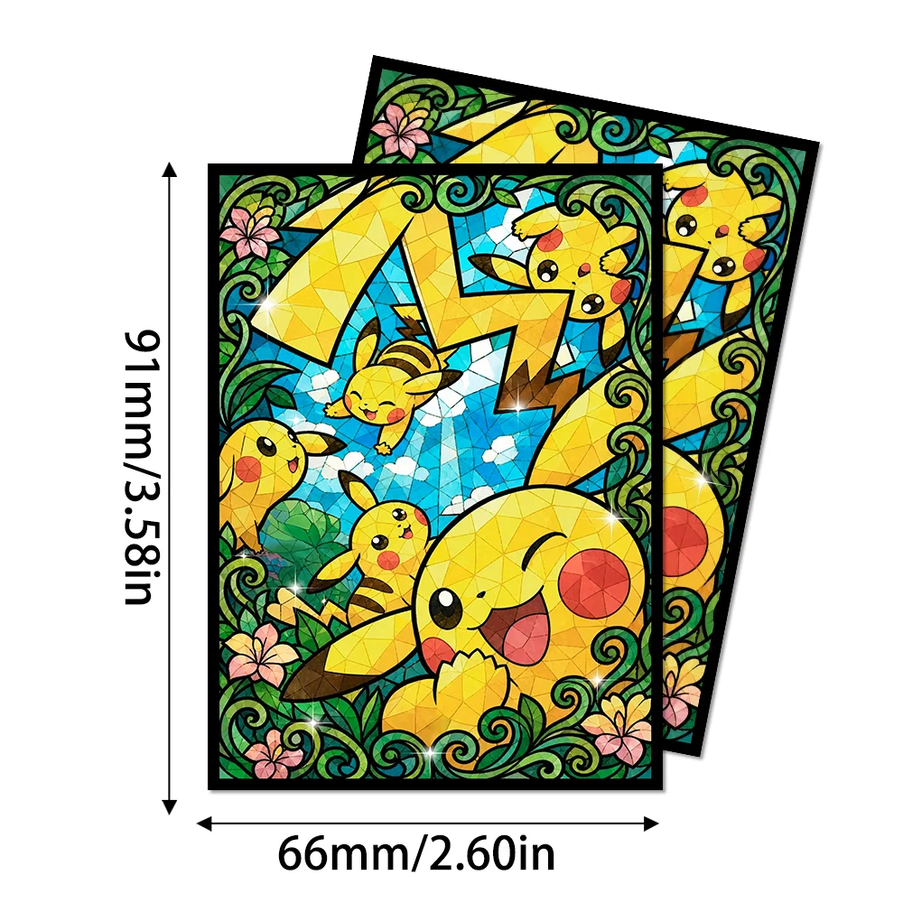 60 PCS Standard Size Holo Pikachu Anime Card Sleeves Toploading Trading Card Protector for MTG/PTCG Sports Cards Board Games view 4