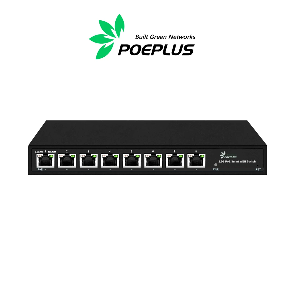 Switch de gerenciamento Web, 5 ou 8 portas, 2.5Gps, PoE, RJ45, L2