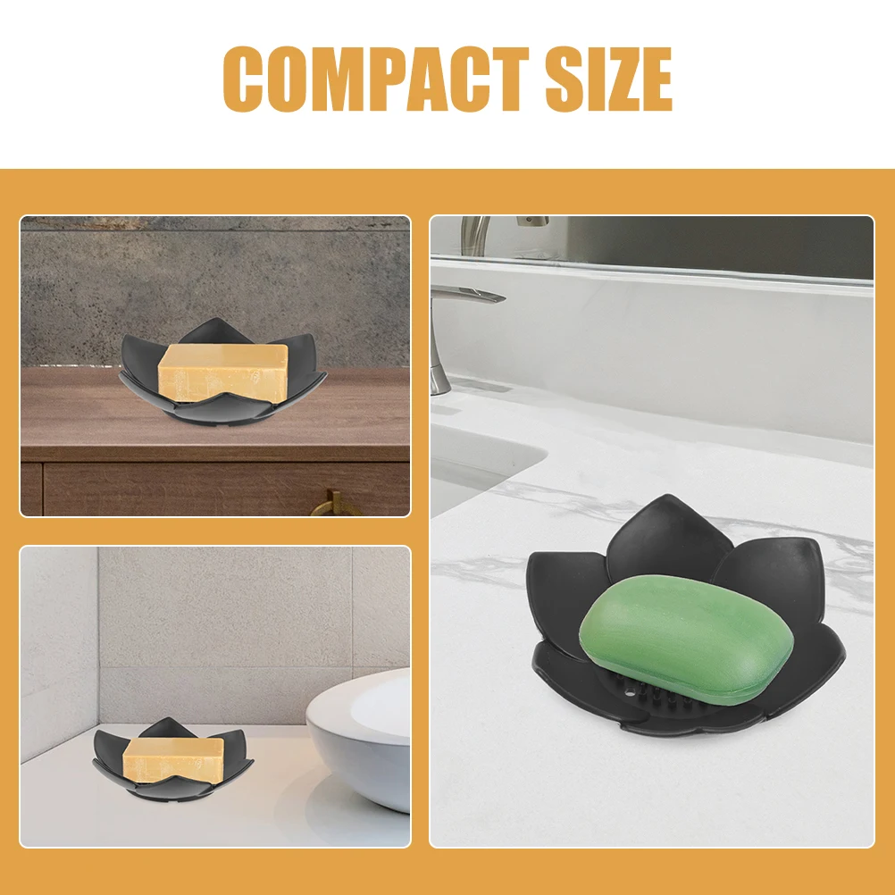 

2Pcs Lotus Shaped Silicone Soap Dish Self Draining Holder for Bathroom Shower Sink Soap Storage Organizer Tray