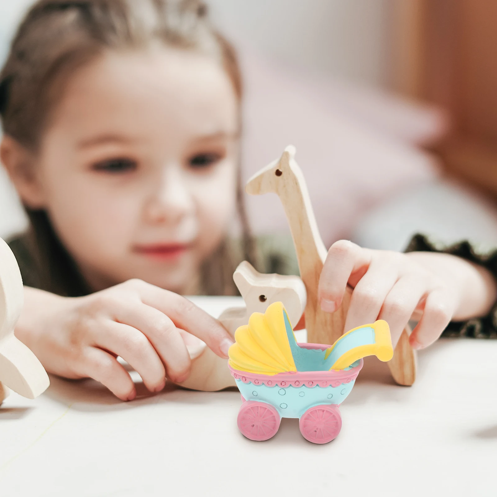 

3 Pcs Cake Decoration Birthday nament Resin Baby Mini Crib Adornment Topper Supply Safe Party Home Car Decor