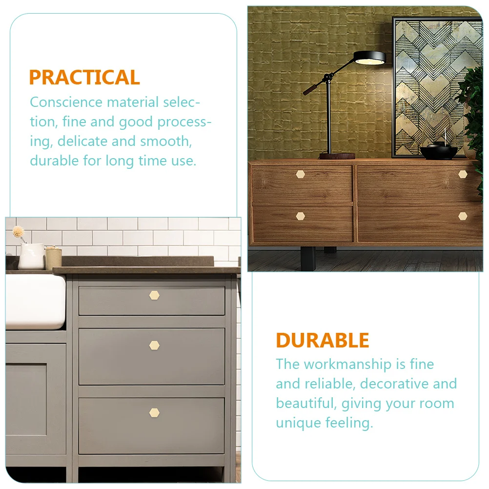 

8pcs Drawer Pulls Gold Hexagon Cabinet Knobs Durable Corrosion Resistant Decorative Furniture Hardware for Dresser