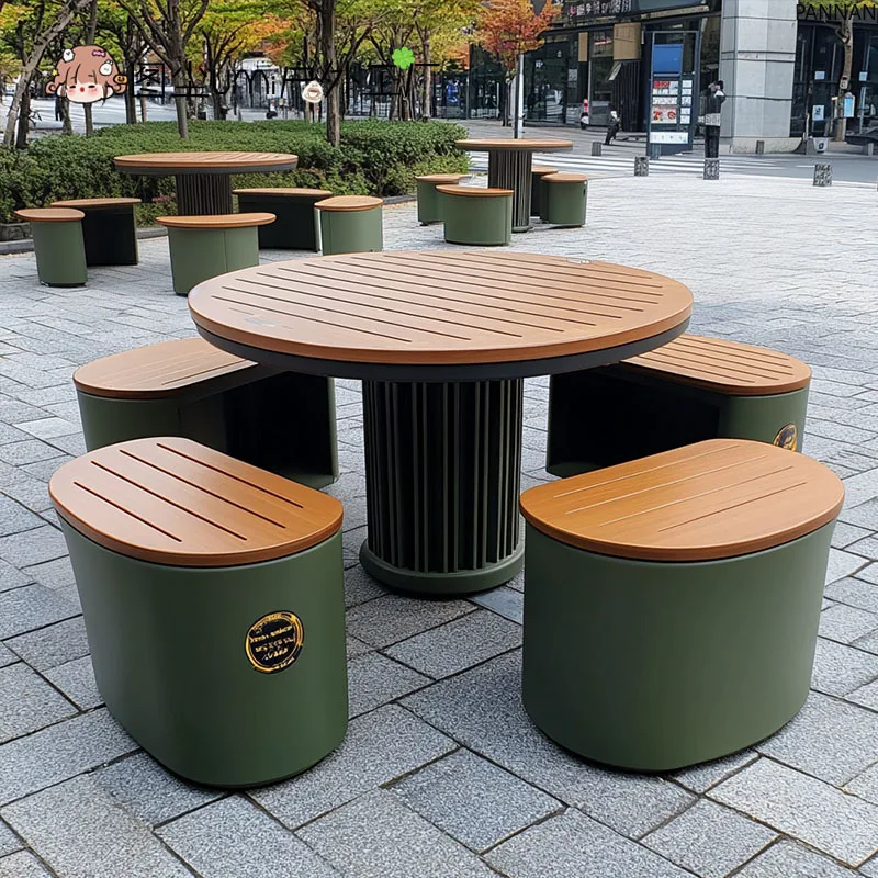 

Park Square Card Seat Table and Chair Combination Rest Area Pedestrian Street Design Leisure Area Outside Swing