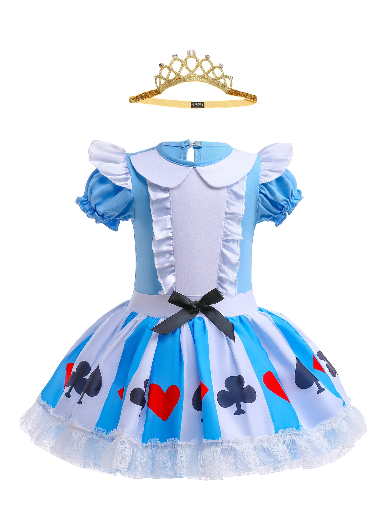 

Girls' Ballet Tutu Dress Ruffled Collar Card Suit Print Bubble Sleeve Festival Celebrations Complimentary Tiara