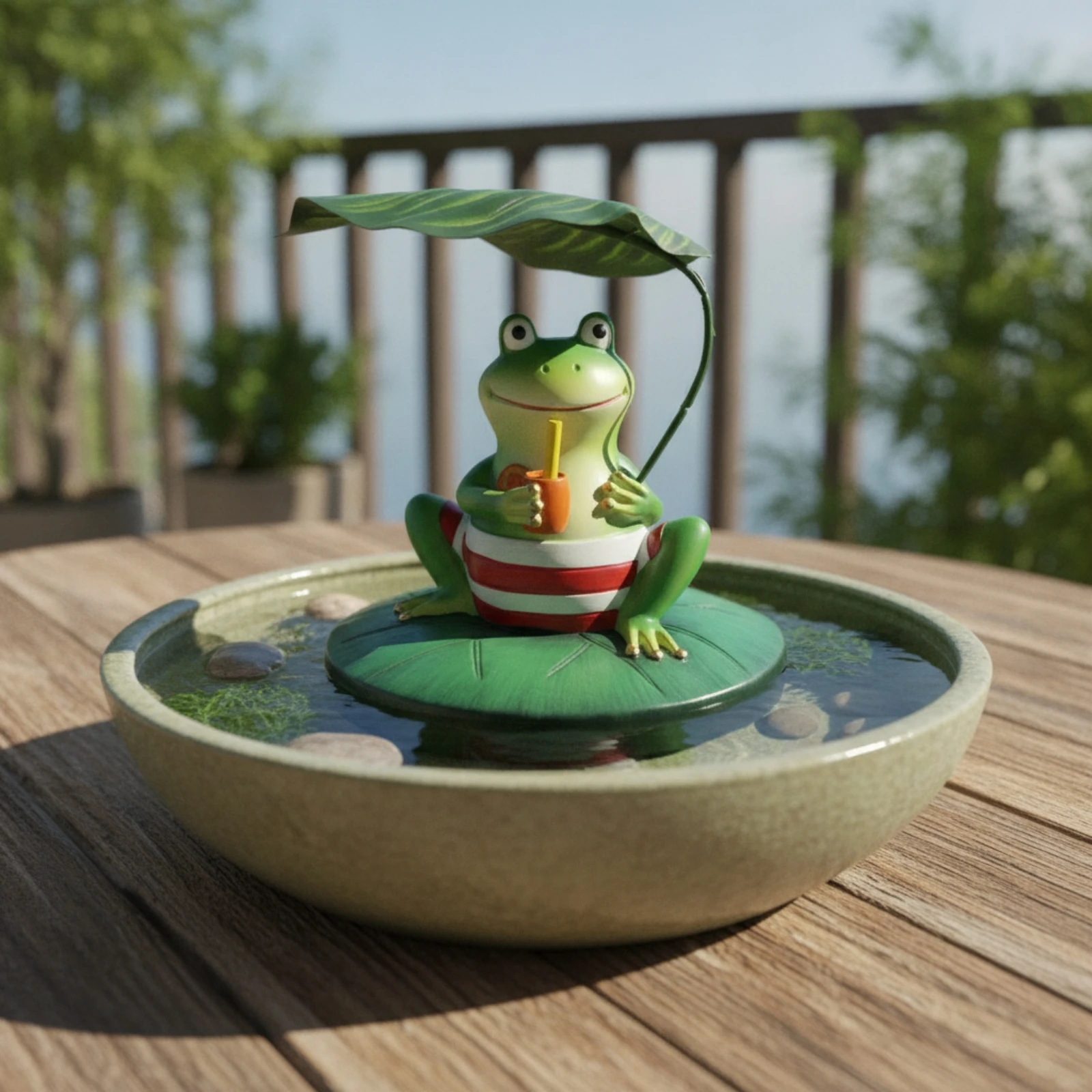 Floating Frog Ornament Playful Floating Platform with Frog Whimsical Decorative for Gardeners, Courtyard, Balcony