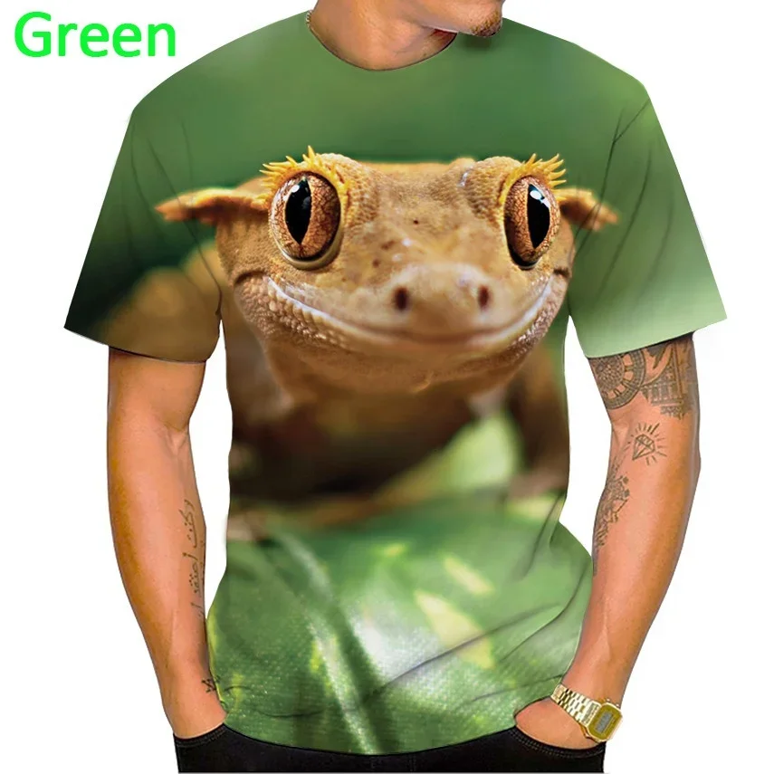 

Рубашки с короткими рукавами с принтом ящерицы, повседневные, с круглым вырезом, унисекс, мужские и женские футболки с короткими рукавами с 3D принтом