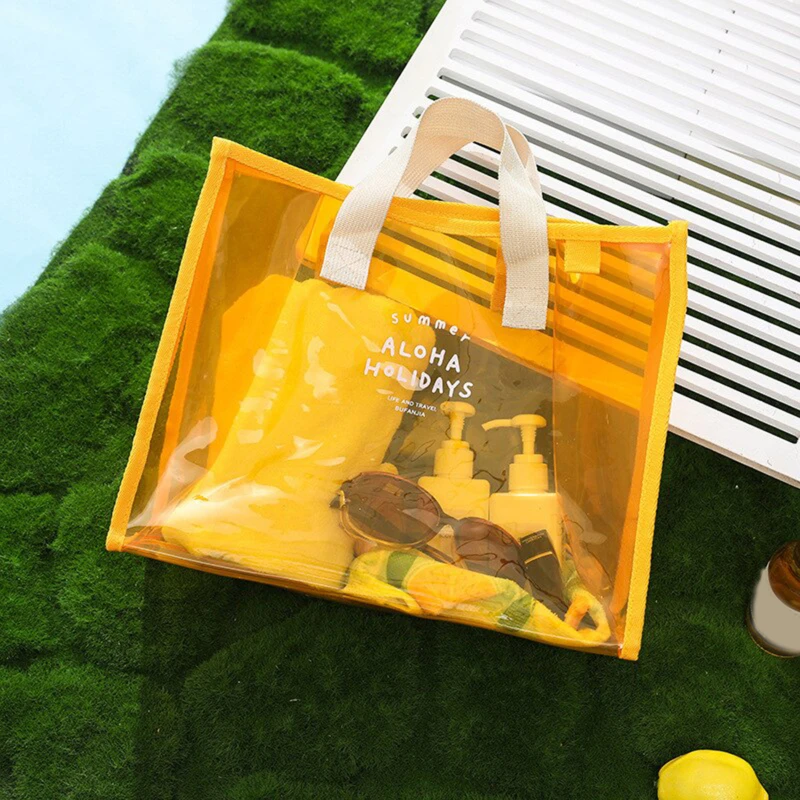 Large Capacity PVC Swimming Bag Beach Bag Outdoor Portable Clothes Shoes Storage Bag Cosmetic Bag Fashion Transparent Handbag