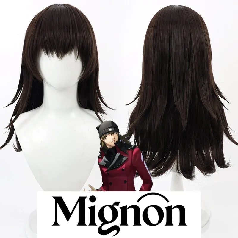 

Mignon 3 Aragaki Shinjiro cosplay wig dark brown long hair silicone scalp Halloween gift