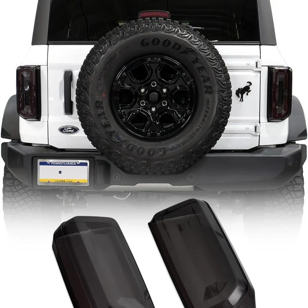 أغطية مصابيح خلفية LED مدخنة IAG I-Line لسيارة Ford Bronco 2021+ 2/4 Door (المصابيح الخلفية LED OEM فقط، لا تناسب القاعدة أو الوضع الرياضي