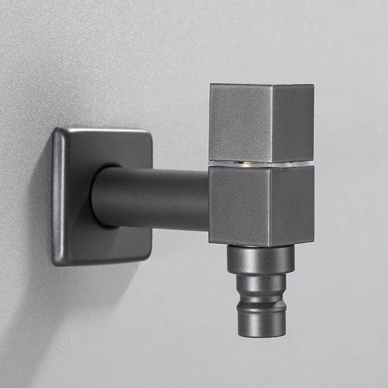 Gun Gray Wall Mounted Brass Bathroom Faucet for Washing Machine Corner Exterior Garden Bibcock Toilet Mop Pool Taps