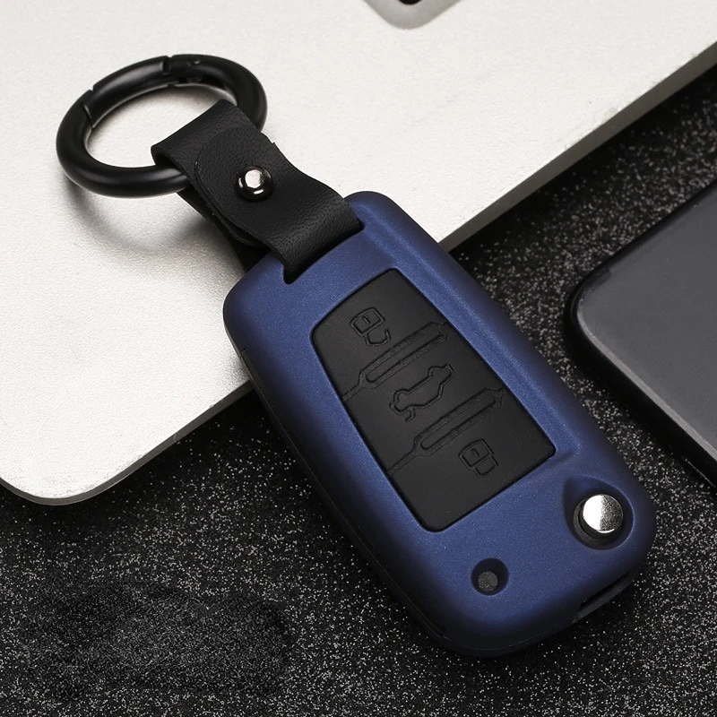 ABS Carbon Fiber Silicone Car Key Case Cover for Audi A3 A4 A5 C6 C7 8L 8P B6 B7 B8 Q3 Q7 TT S3 3 Buttons Remote 6