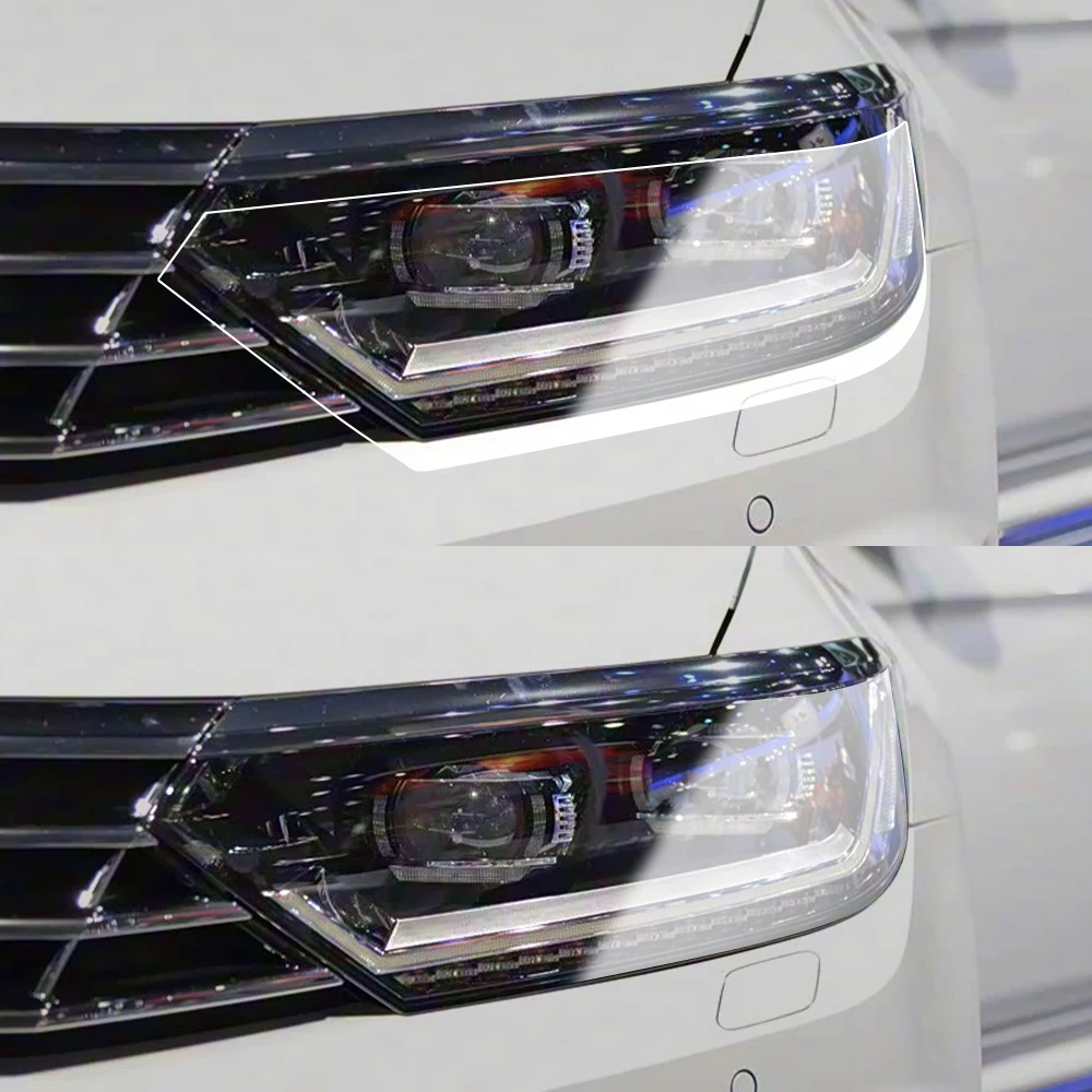 Smoke Black Pre Cut Car Headlight Protective Film For Volkswagen Passat B8 B9 Wagon Anti-Scratch High-Gloss Auto Vinyl Wrap Film