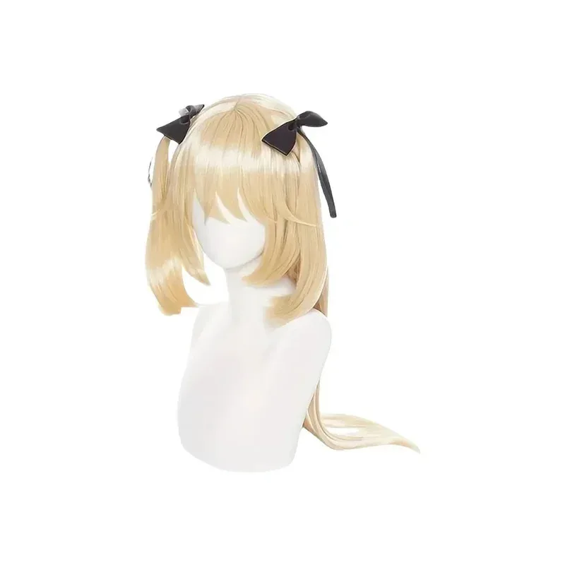 Anime Genshin Impact Fischl 코스프레 가발 더블 포니 테일 스타일 내열성 합성 헤어 파티 축제 가발