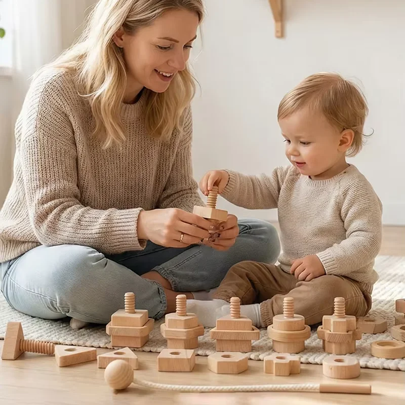 Montessori Shelf Toy - Baby Screw Threading Rope Game Montessori