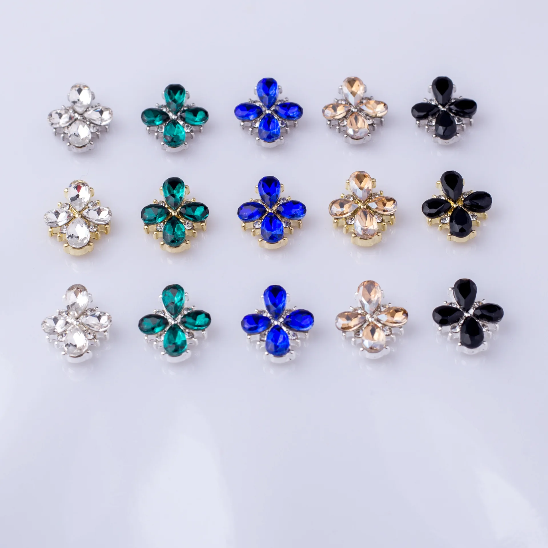 10pcs Luxury Rhinestone Nail Art Decorations Alloy Cross Flower Waterdrop Irregular Nail Drill Ornaments Decoration Tools