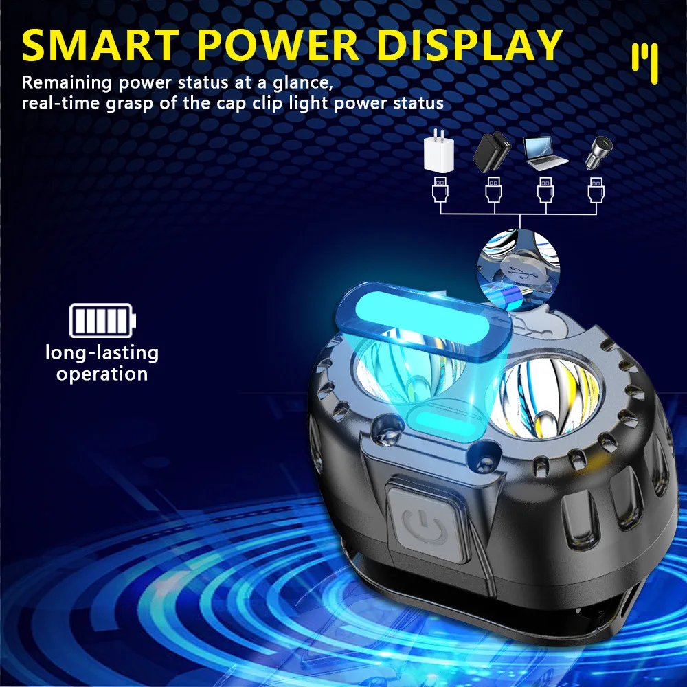 Poderoso LED Sensor Farol, farol de pesca brilhante, USB recarregável cabeça lâmpada com bateria, emergência Camping Lanterna