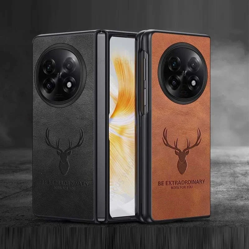 

For Oppo Find N5 Deer Head Leather Phone Case For OPPO Find N3 3D Cartoon Elk Hard PC Flip Cover FindN5 N3 n5 Shockproof Fundas
