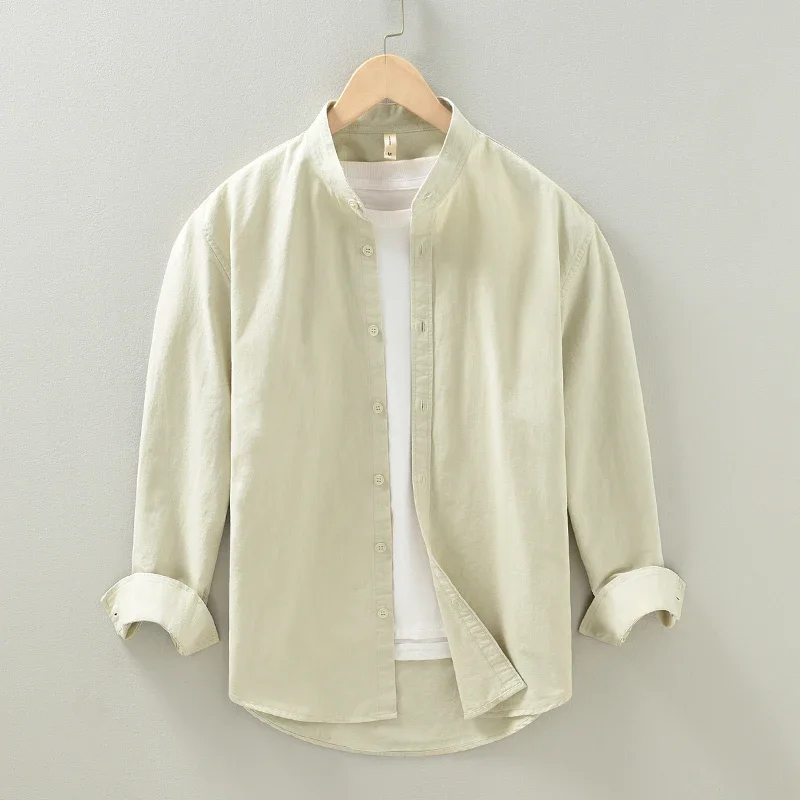 

Men's Casual Long Sleeve Shirt for Men Cotton Solid Shirts Man Button-up Tops