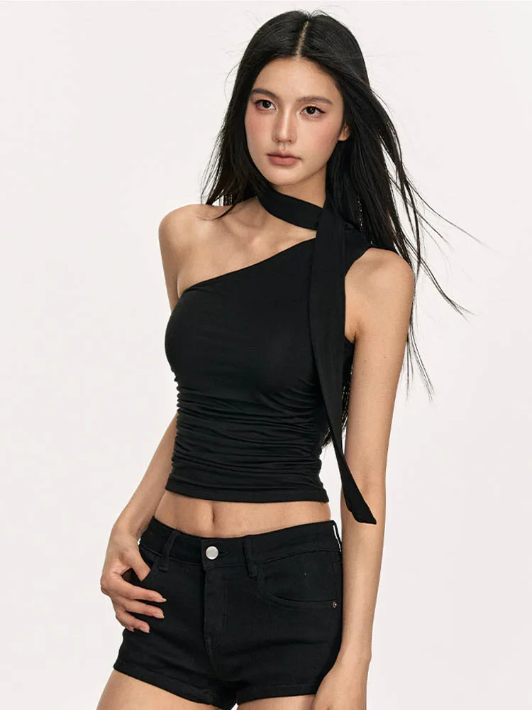 Casual Summer Clubwear Female Fashion 2025 Vintage Backless Off-Shoulder Halter Tank Top Women's Sexy Sleeveless Crop Y2K Style