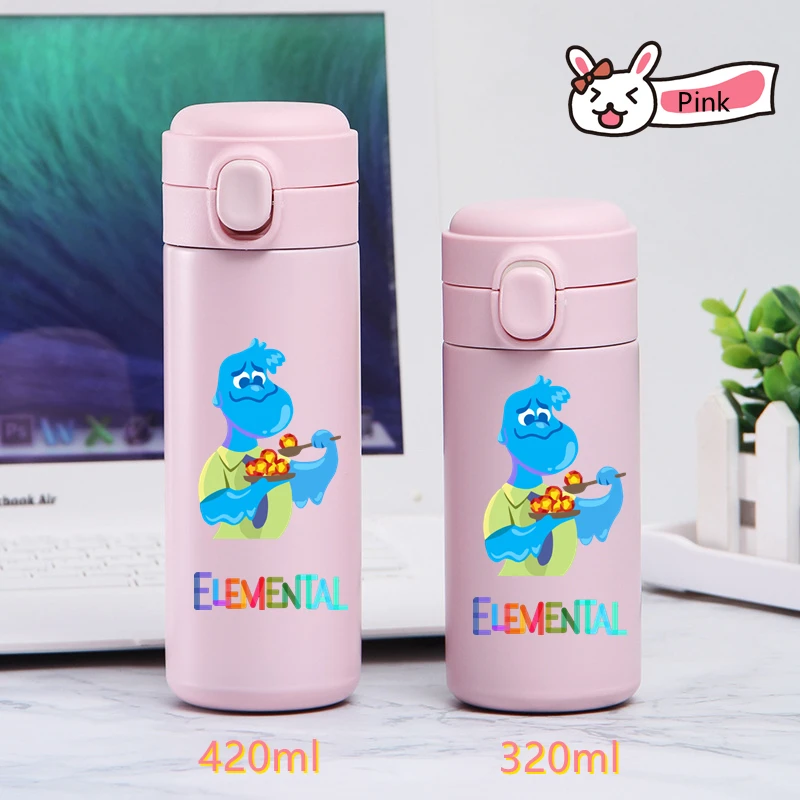 Disney Series Elemental Stainless Steel Water Cup Leak Proof Vacuum Thermos Travel Portable Cartoon Children Drinking Cup Gift