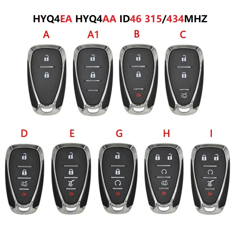 

CN014107 HYQ4EA HYQ4AA ID46 PCF7952 Chip 315/434mhz Car Remote Key For Camaro Equinox Cruze Malibu Spark No Logo