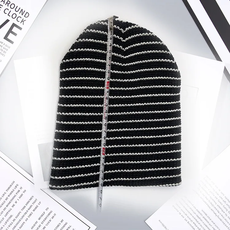 

2025 Headwear Head Cap Hugger Toque Stocking Watch Autumn Winter Striped Woolen Knitted Cold Hat Soft Warm Comfortable 7M47