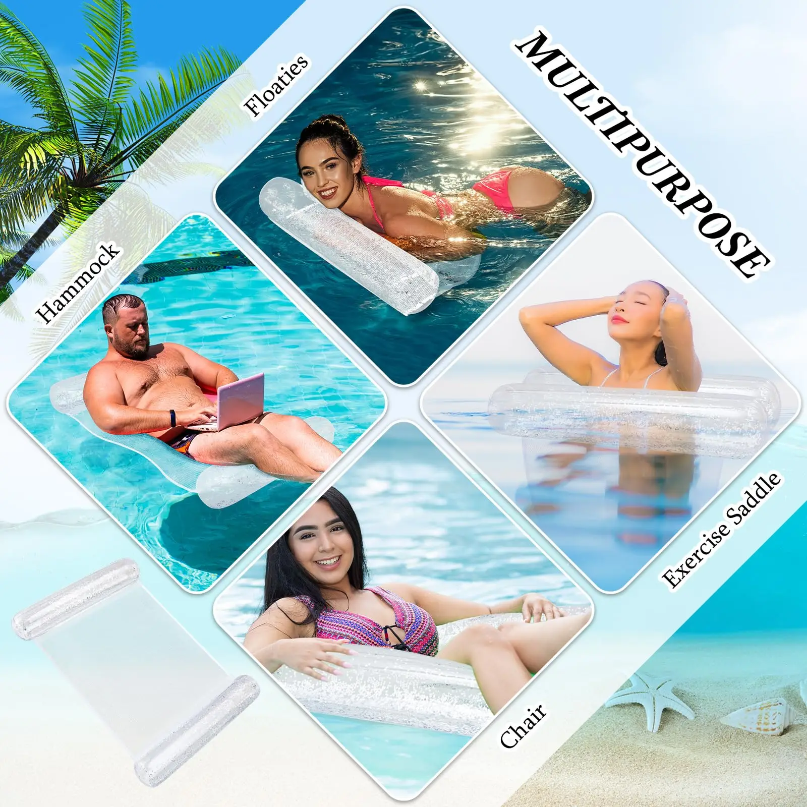 สระว่ายน้ําลอย Glitter เปลญวนน้ําสระว่ายน้ํา Inflatable สระว่ายน้ํา Floaties สําหรับผู้ใหญ่ Lake ฤดูร้อนอุปกรณ์เสริม Party