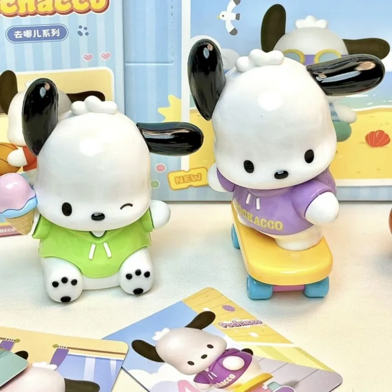 Sanrio Pochacco seria peryferyjna nowe urocze i kreatywne lalki z kreskówek figurki zabawkowe pudełko z niespodzianką modne ozdoby na biurko