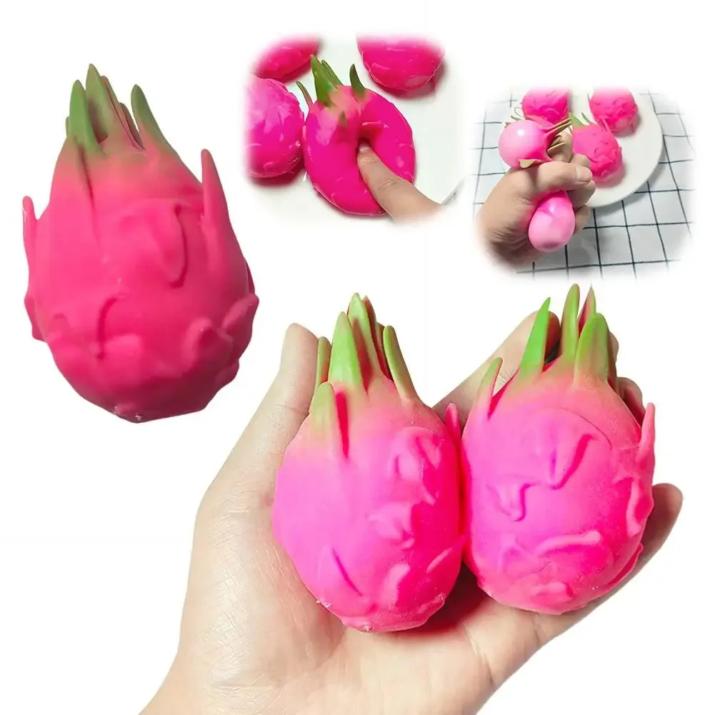 Dragon Fruit Squish Ball Gift Squishy Squeeze Stress Reliever Fidget Sensory Toy Simulation Fruit Food, Squeeze Balls