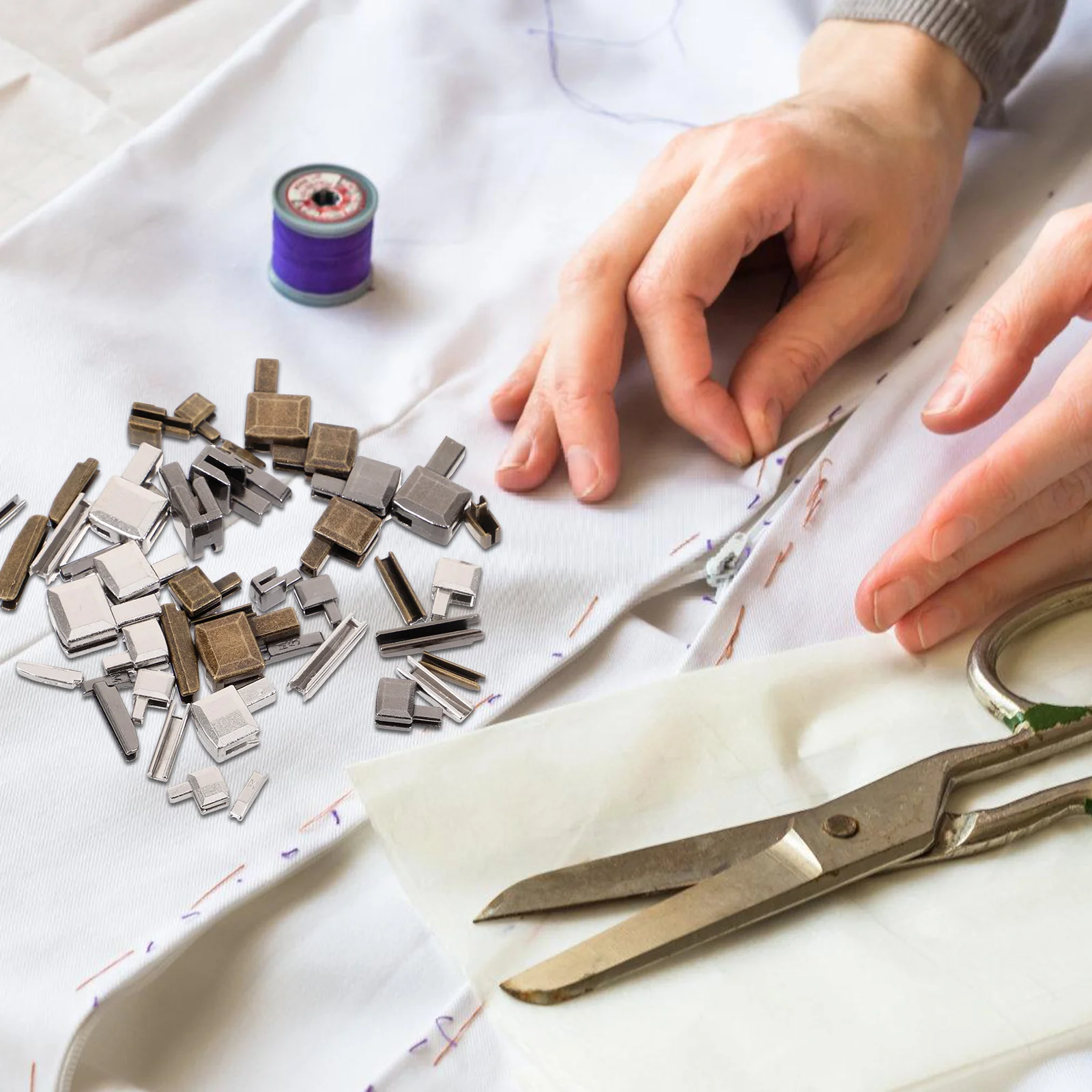 

1 set 1 Set Repair Kit Metal Zipper Stops Replacement Slider Bottom Ends For Clothing Bags Jackets Coats Tent Zipper Accessories