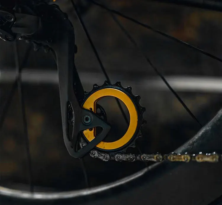 18T Exzentrisches Fahrrad-Schaltwerk-Führungsrad mit Vollkeramiklager, selbstschmierend, rostfrei, keine Schmierung erforderlich, aus Legierung – Detail 9