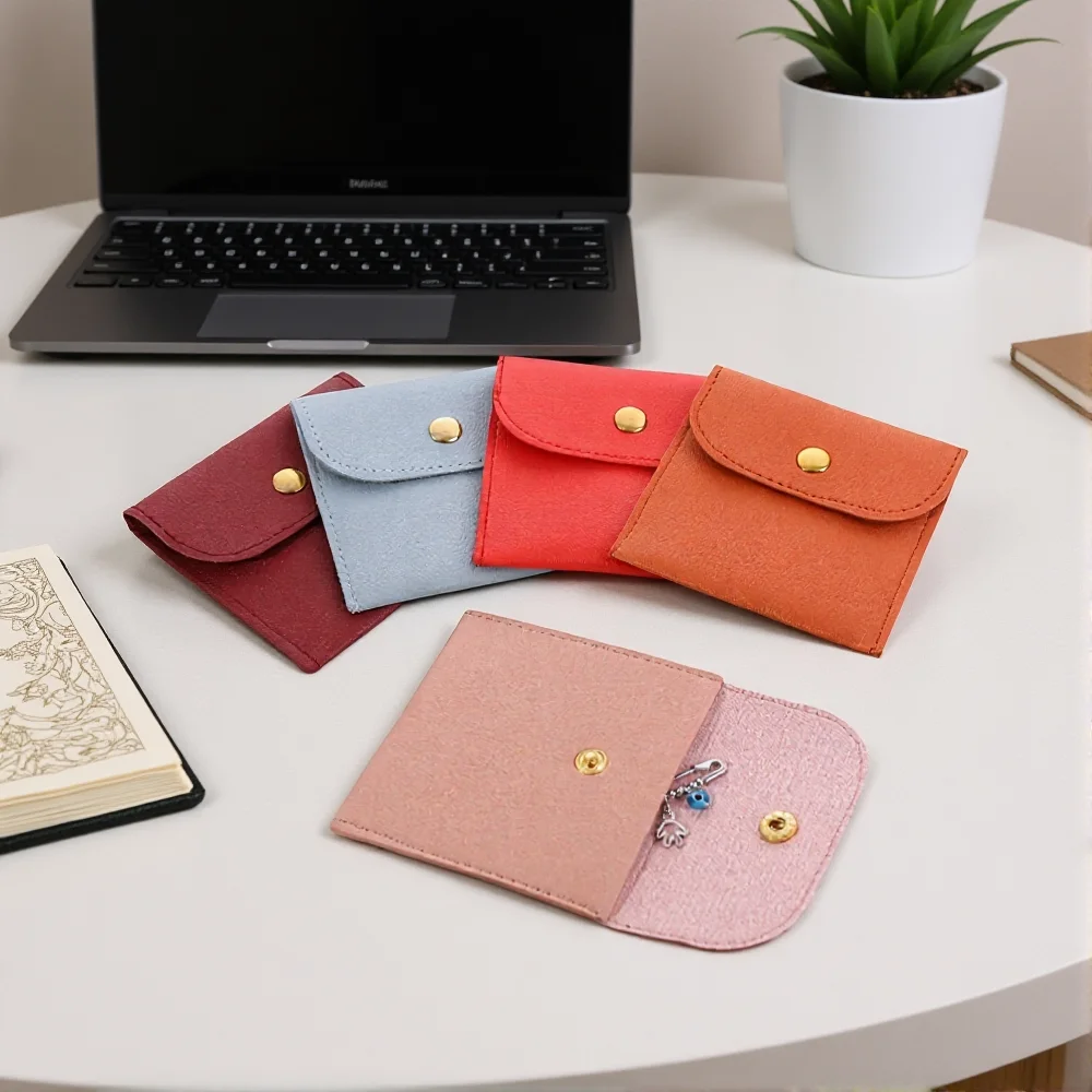 

Velvet Jewelry Packaging Bag Ring Earring Necklace Storage Pouch Microfiber Flip Cover Buckle Snap Jewelry Organizer Bag Joyero