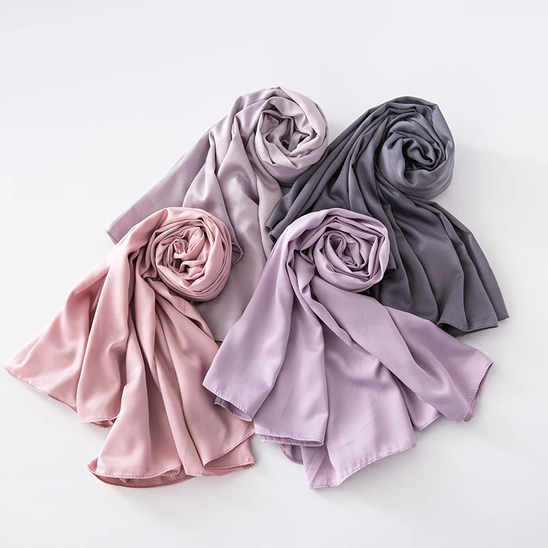 28 Colors Malaysia Popular Square Tudung 110*110cm Kerchief Plain Muslim Hijab Scarf Polyester Material Matte Satin Scarf