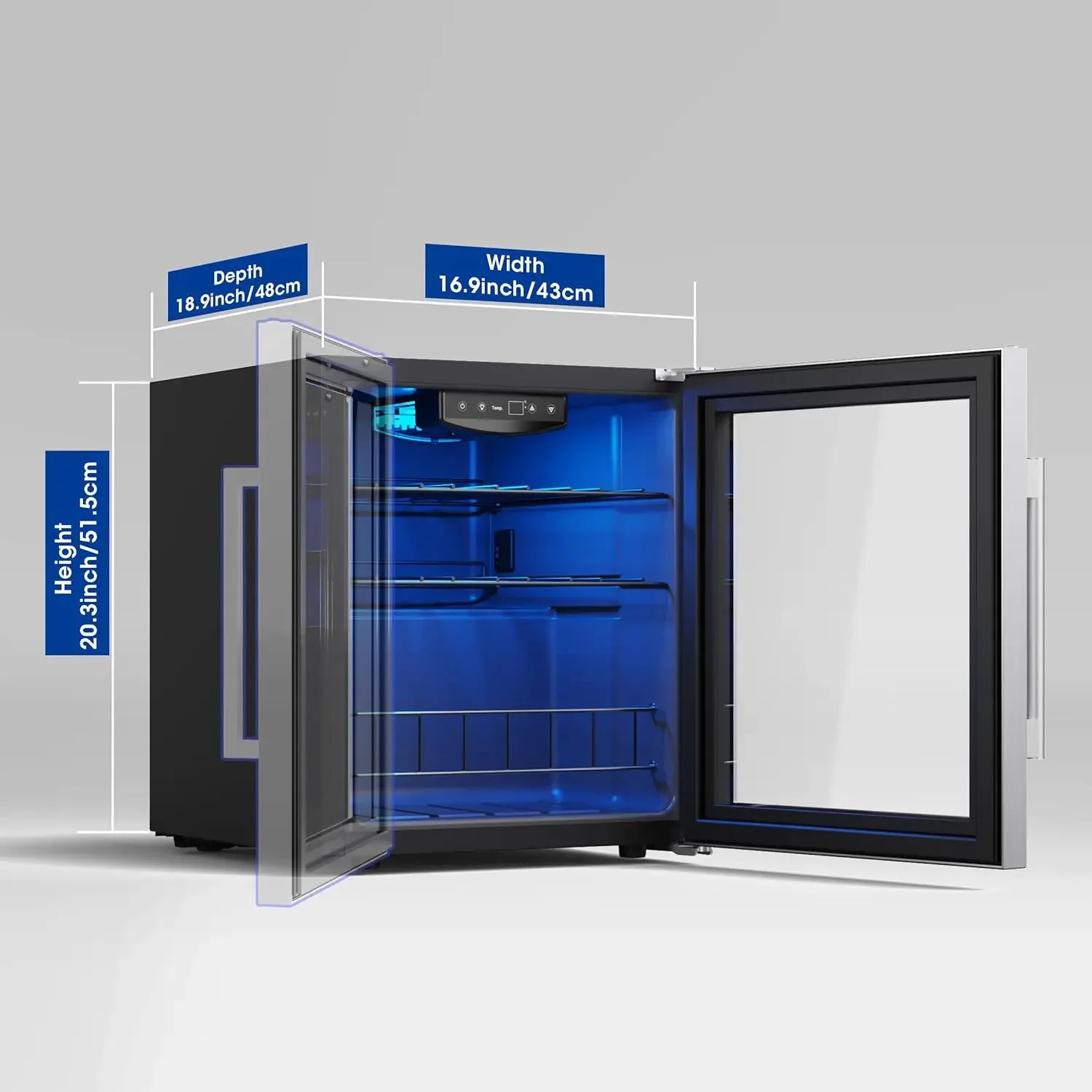 Wine Fridge, 12 Bottle Small Wine Cooler 38-65℉ Free Standing Counter Top w/Digital Temp Control and Anti-U V Glass Door for Cha